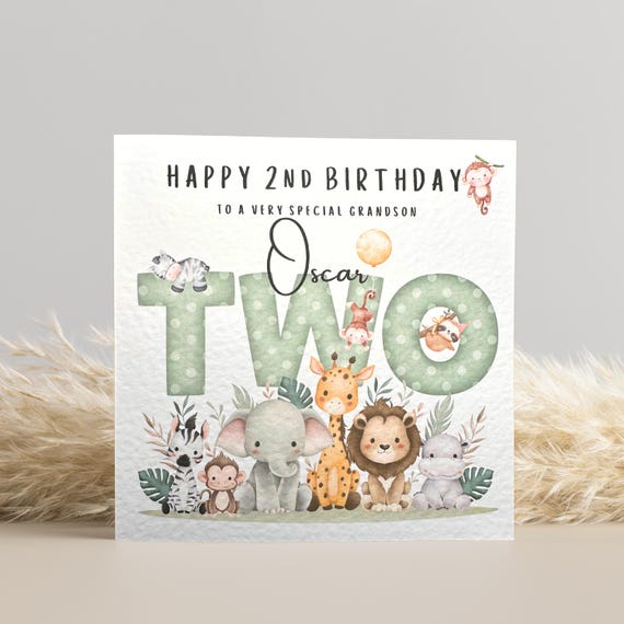2nd Birthday Card Jungle Theme
