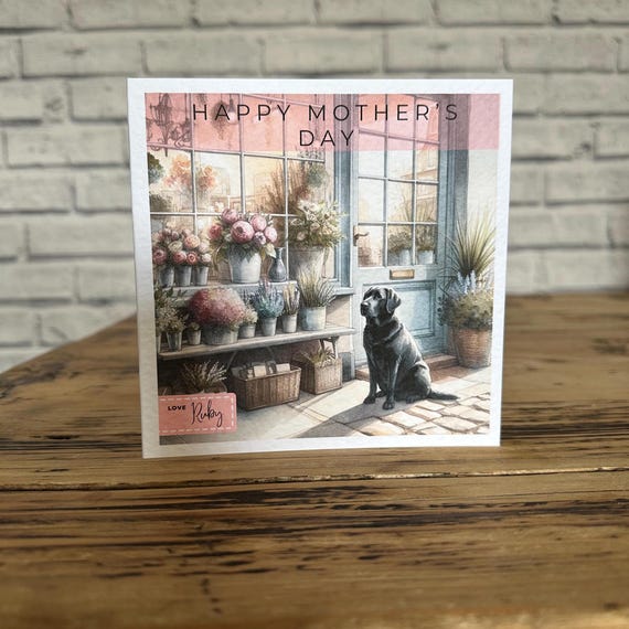 Black Lab Mother's Day Card: Personalised Labrador Dog Card
