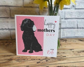 Black Cocker Spaniel Mothers Day Card, Personalised Spaniel Card, Customisable Card, Personalised Cards, Mothers Day Card, WCS card