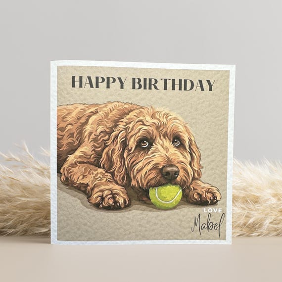 Golden Labradoodle Birthday Card