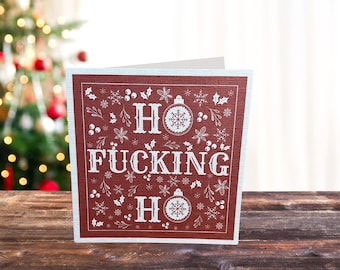 Mature Content | Set of 5 Rude Christmas Cards - 6x6 Inches - White Linen Cardstock with Envelopes