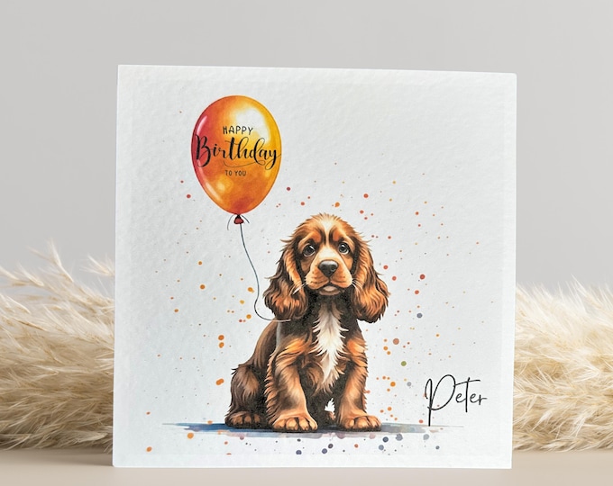 Brown Cocker Spaniel Birthday Card