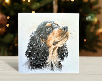 Black and Tan Cocker Spaniel Christmas Card