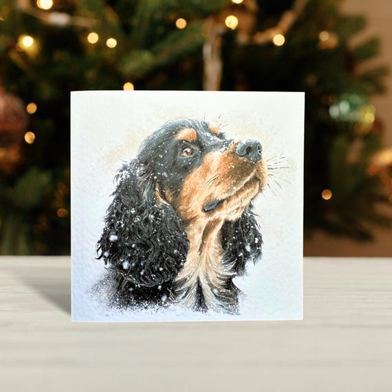 Black and Tan Cocker Spaniel Christmas Card