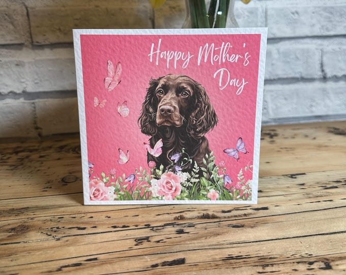 Brown Cocker Spaniel Mothers Day Card, Personalised Spaniel Card, Customisable Card, Personalised Cards, Mothers Day Card, WCS card