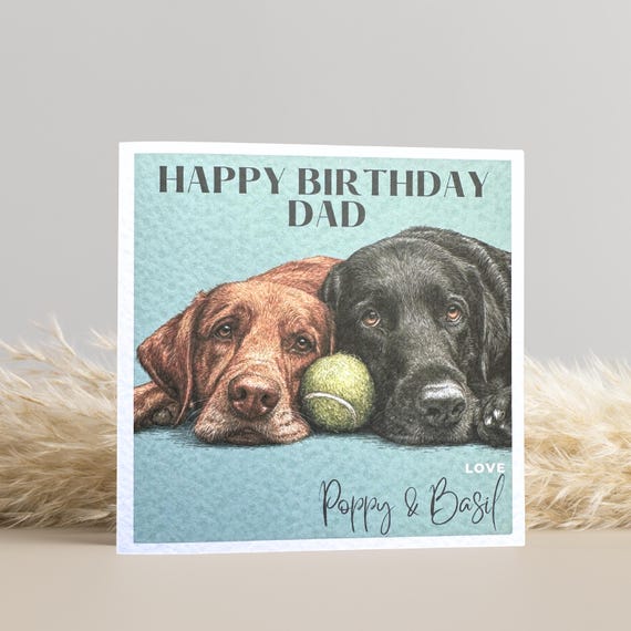 Black and Fox Red Labrador Birthday Card: Dog Lover Gift, Personalised