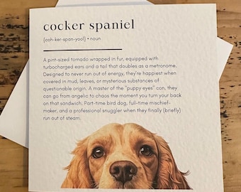 Lemon Roan Cocker Spaniel Birthday Card,  Lemon roan spaniel Card, working cocker spaniel, Dog Mum, Dog Dad. Dog Mom, Dog Birthday