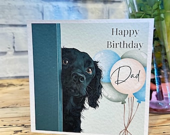 Black Cocker Spaniel Birthday Card, Black cocker Card, Dog Mum, Dog Dad. Dog Mom, Dog Birthday. Working cocker spaniel