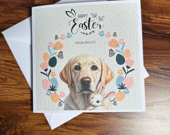 Yellow Labrador Easter Card, Yellow labrador Card, Personalised Cards. Dog Mum, Dog Dad. Dog Mom, Dog Easter