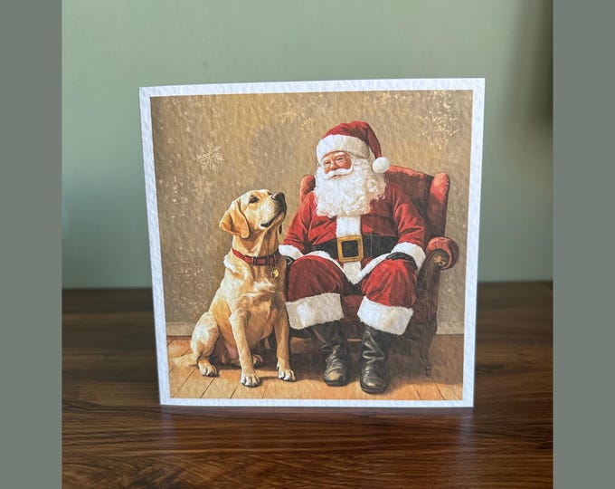 Yellow Labrador Christmas Card, Illustration, Blank