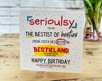 Bestie friend Card, funny card, cute card, Customisable Card, Personalised Cards, my bestie, fun card