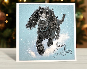 Black Cocker Spaniel Christmas Card