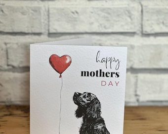 Black Cocker Spaniel Mothers Day Card, Personalised Spaniel Card, Customisable Card, Personalised Cards, Mothers Day Card, WCS card