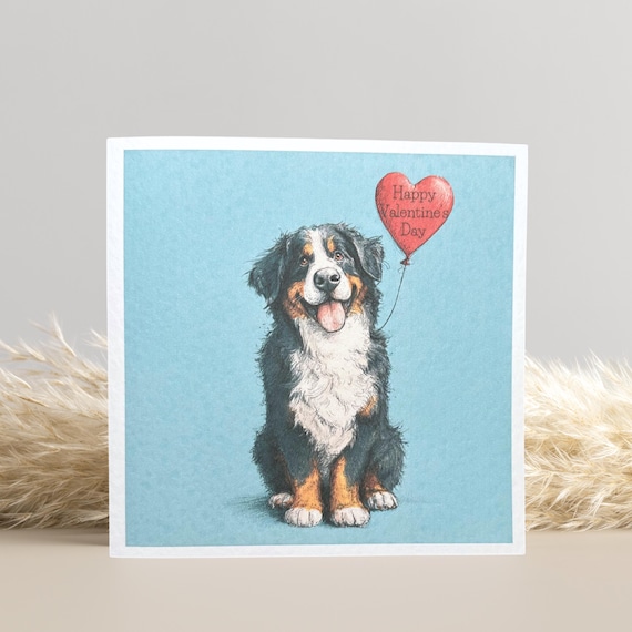 Bernese Mountain Dog Valentine's Day Card: Dog Lover Gift
