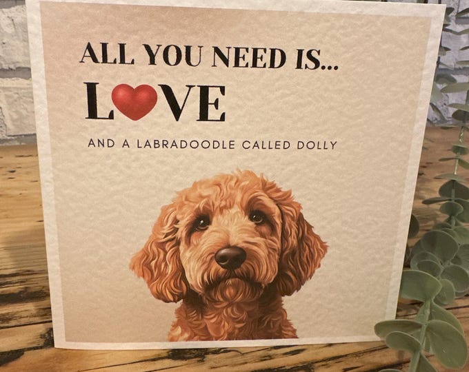 Golden Labradoodle Valentine Card, Golden Labradoodle Card, Dog Mum, Dog Dad. Dog Valentines, boyfriend, girlfriend, partner, wife, husband