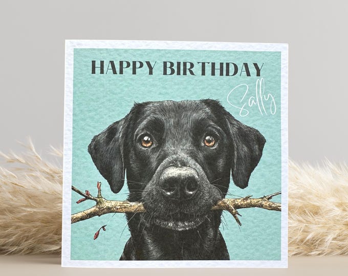 Personalised Black Labrador Birthday Card