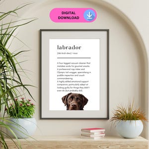 Labrador Definition Print, Popular Pet Art Prints, Home Decor, Chocolate Labrador, Wall Art, Digital Download Only