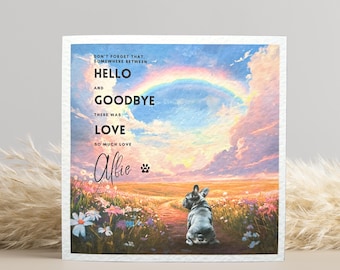 Dog loss card, dog, grey french bulldog
