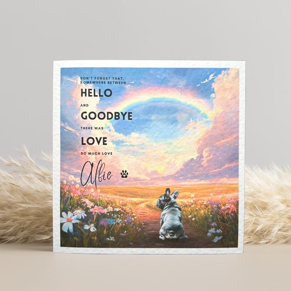 Dog loss card, dog, grey french bulldog