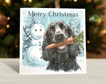 Black Cocker Spaniel Christmas Card