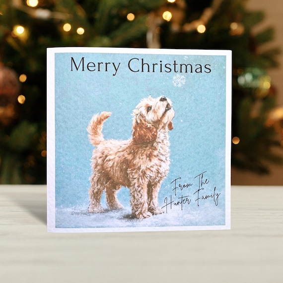 Personalised Cockapoo Dog Christmas Card: Christmas Holiday