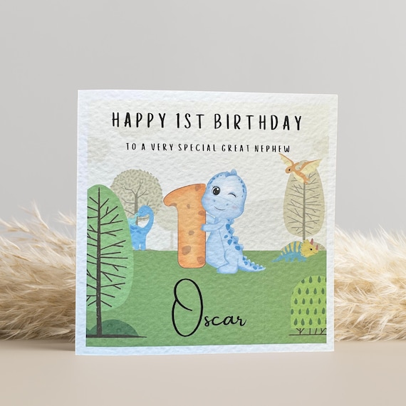 1st Birthday Card, Dinosaur