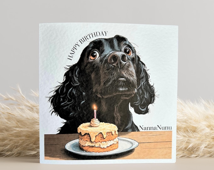 Black Cocker Spaniel Birthday Card
