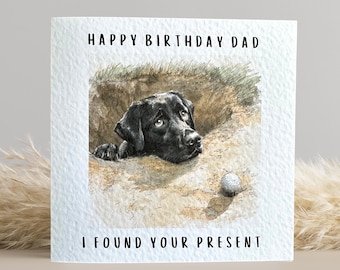 Personalised Black Labrador Birthday Golf Card
