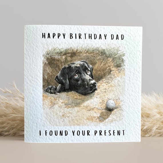 Personalised Black Labrador Birthday Golf Card