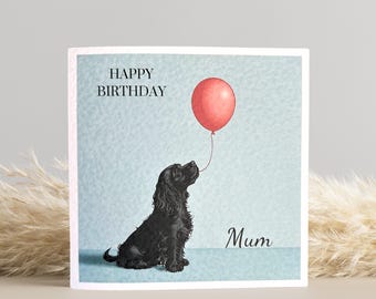 Black Cocker Spaniel Birthday Card