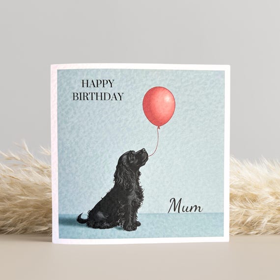 Black Cocker Spaniel Birthday Card