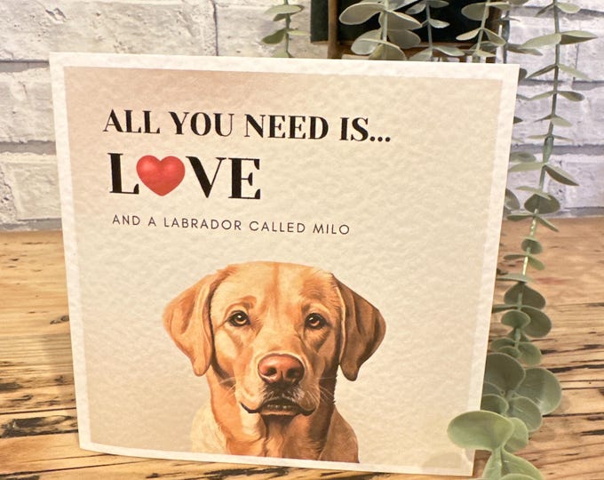 Yellow Labrador Valentine Card, Yellow Labrador Card, Yellow Lab card. Dog Mum, Dog Dad. Dog Mom, Dog Valentines, husband, wife, partner,
