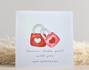 Valentine’s Day Card – Forever Looks Good With You – Romantic Love Lock Card for Partner