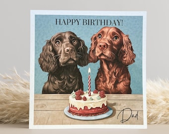 Red and Brown Cocker Spaniel Birthday Card
