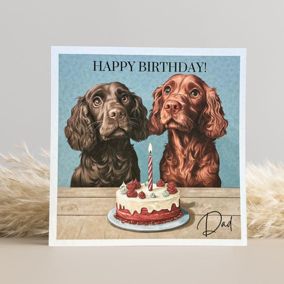 Red and Brown Cocker Spaniel Birthday Card