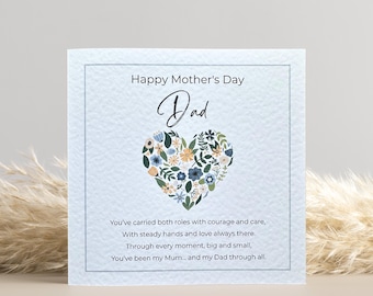 Happy Mother's Day Dad Card: Floral Heart Design, Sentimental