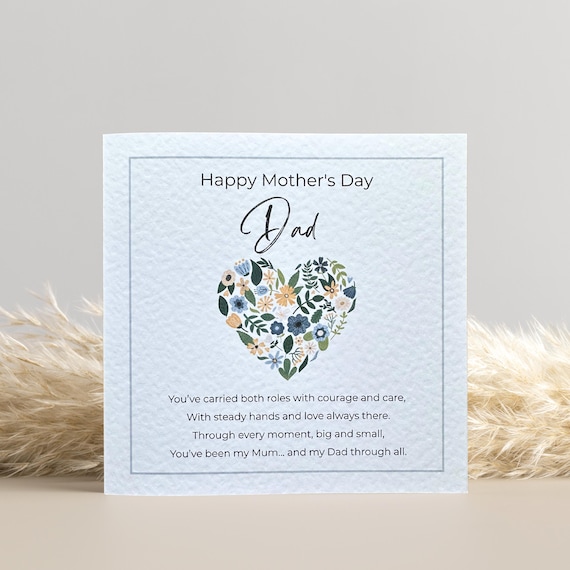 Happy Mother's Day Dad Card: Floral Heart Design, Sentimental