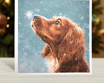 Red Cocker Spaniel Christmas Card