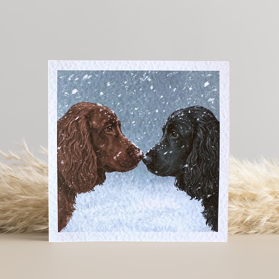 Brown and Black Cocker Spaniel Christmas Card