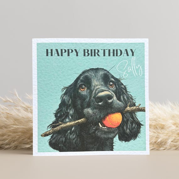 Black Cocker Spaniel Birthday Card