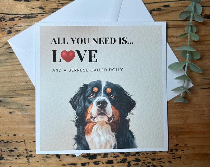 Bernese Valentine Card, Golden Bernese mountain Card, Dog Mum, Dog Dad. Dog Valentines, boyfriend, girlfriend, partner, wife, husband