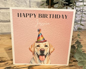 Yellow Labrador Birthday Card: Personalised Dog Lover Gift