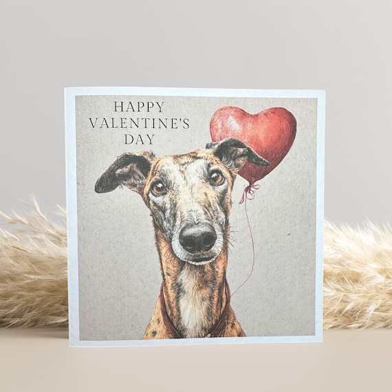Greyhound Valentine's Day Card: Dog Lover Gift