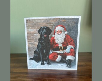 Black Labrador Christmas Card, Illustration, Blank
