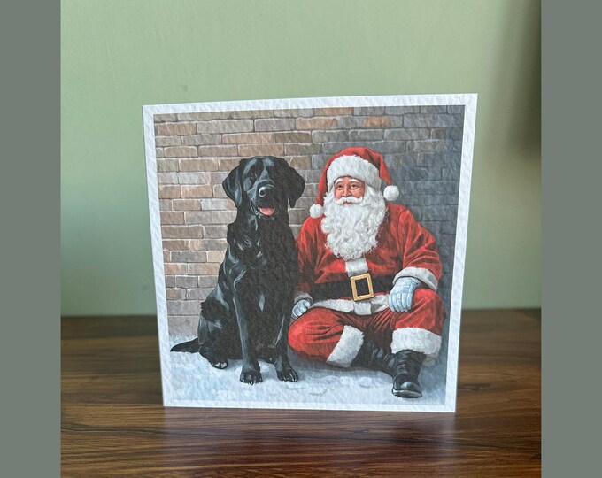 Black Labrador Christmas Card, Illustration, Blank