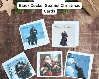 Black Cocker Spaniel Christmas Cards: Pack of 5