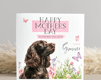 Personalised Brown Cocker Spaniel Mothers Day Card