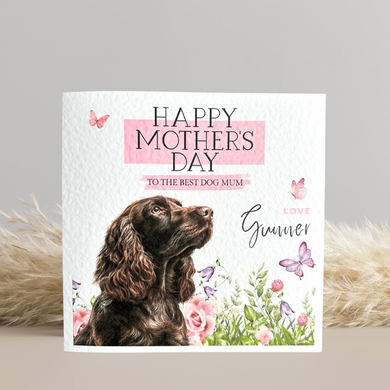 Personalised Brown Cocker Spaniel Mothers Day Card