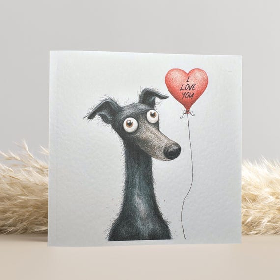 Greyhound Valentine's Day Card: Dog Lover Gift