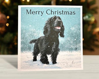 Black Cocker Spaniel Christmas Card